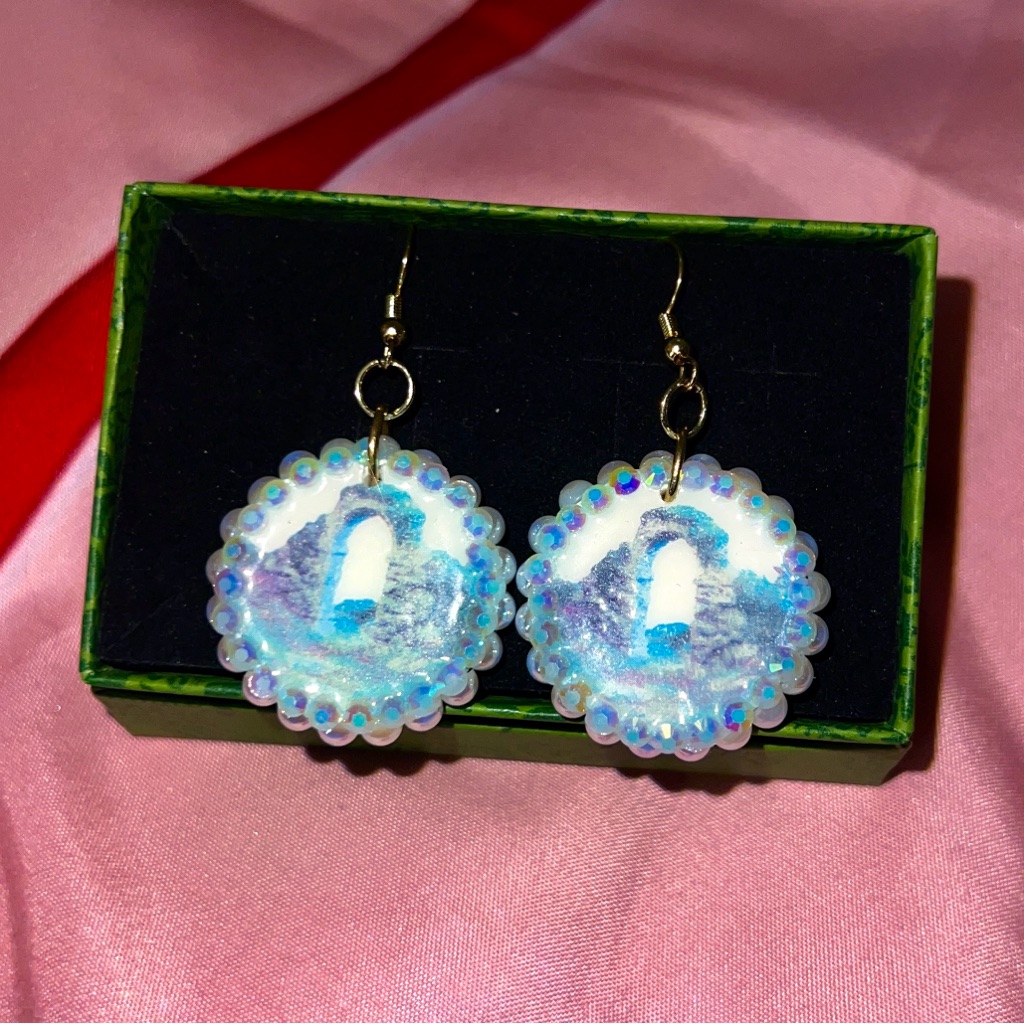 Iridescent Magic Archway Round Dangle Earrings - Women Jewelry